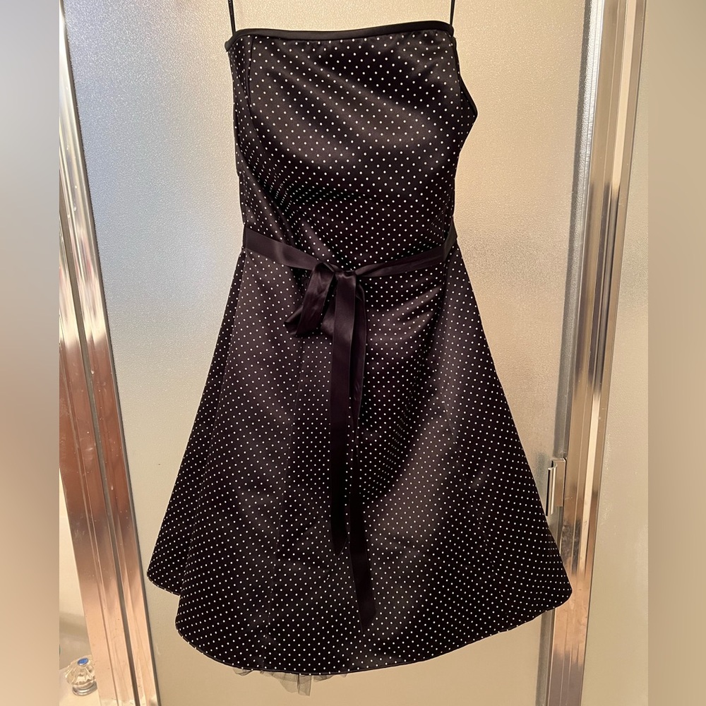 Jessica McClintock for Gunne Sax Homecoming Prom Dress Black White Polka Dots